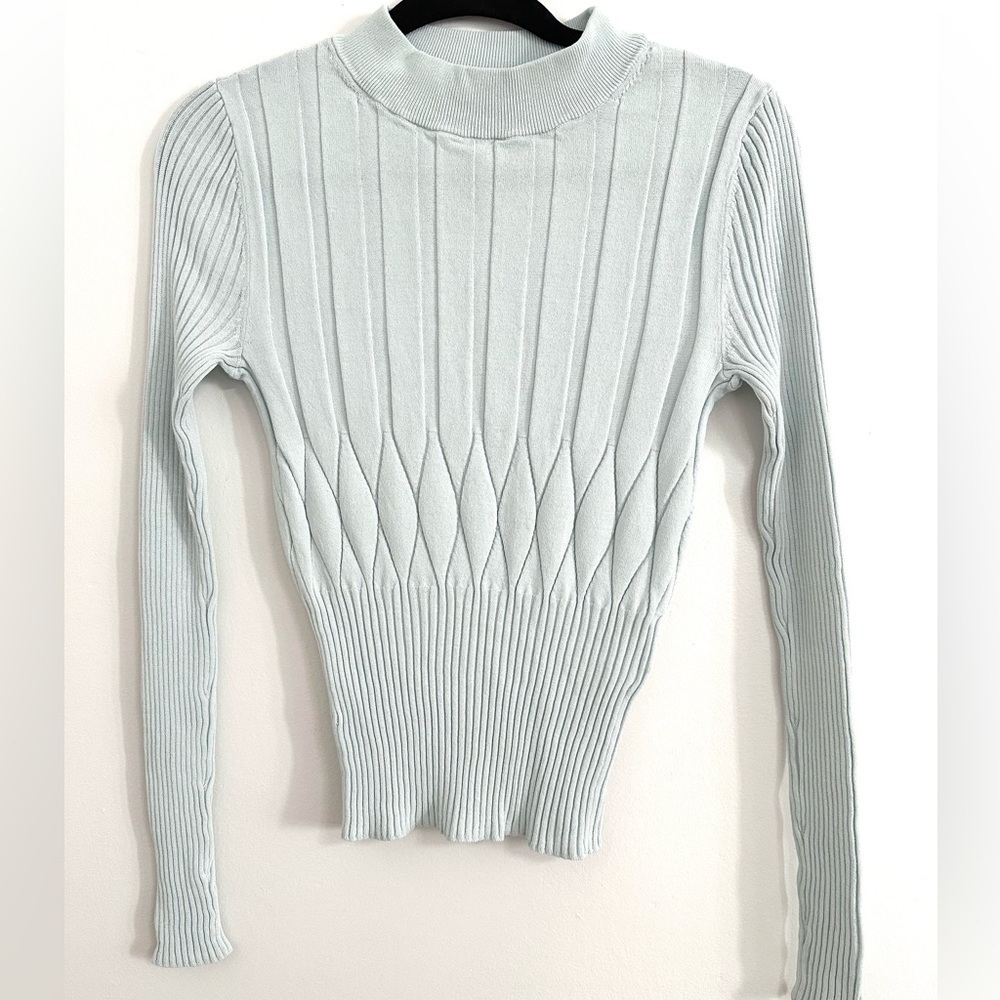 NWT Club Monaco Keisa Light Blue Ribbed Sweater Mint Blue Green S Small